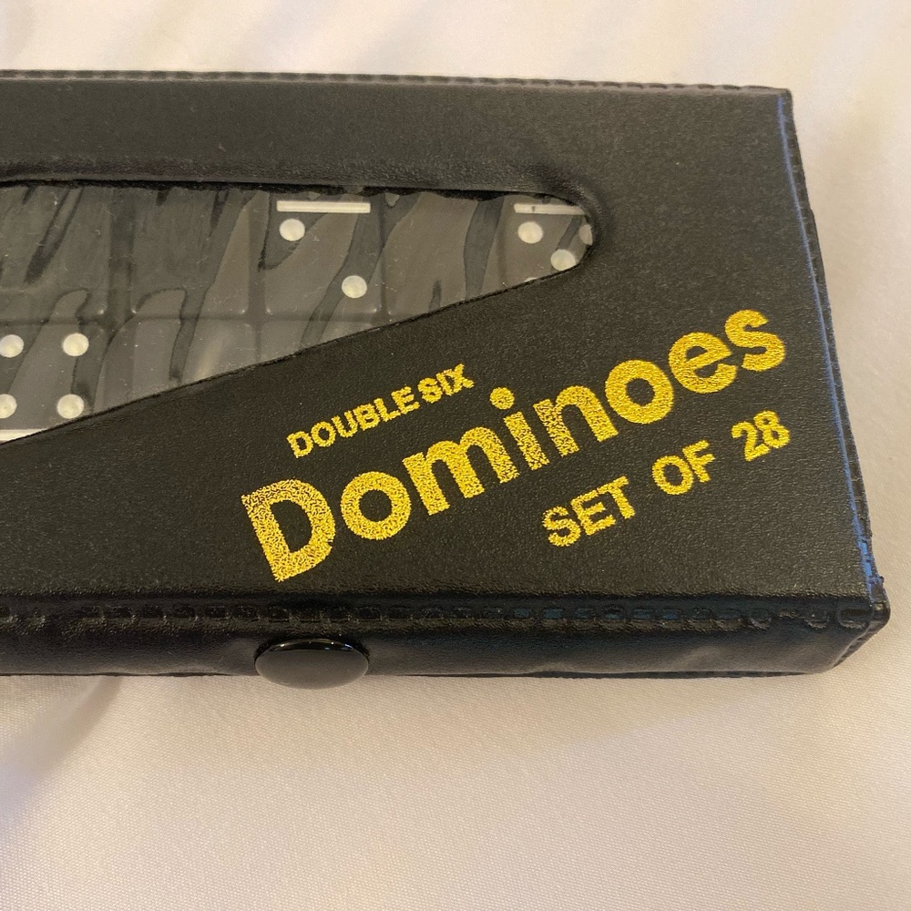 Travel Black Double 6 Domino Tiles in Snap Vinyl Case
